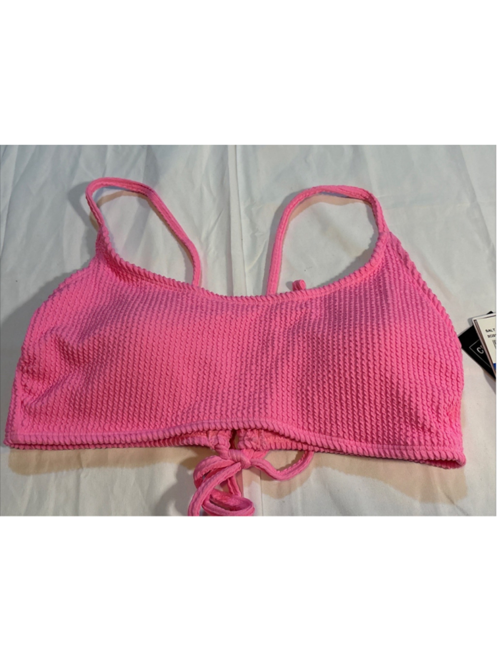 salt + Cove Juniors Rib Scrunch Scoop-Neck Bikini Top Small